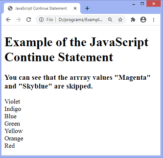 JavaScript continue语句