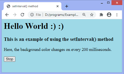 JavaScript setInterval() 方法