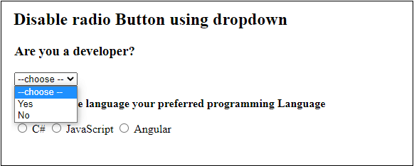 JavaScript 如何禁用单选按钮