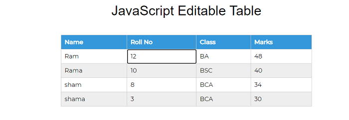 JavaScript 可编辑表格