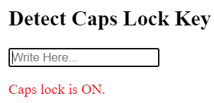 JavaScript 检测或检查大小写锁定键是否打开或关闭