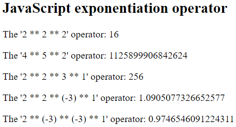 JavaScript 指数运算符