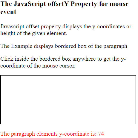 Javascript offsetY属性