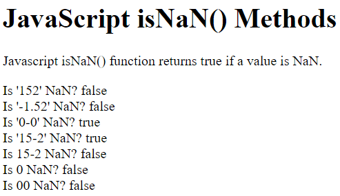 JavaScript NaN 函数