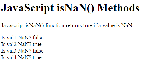 JavaScript NaN 函数