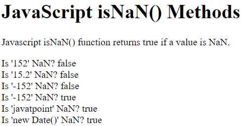 JavaScript NaN 函数