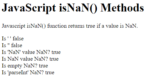 JavaScript NaN 函数