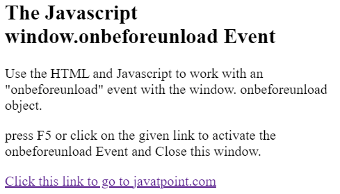 JavaScript onbeforeunload 事件