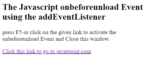 JavaScript onbeforeunload 事件