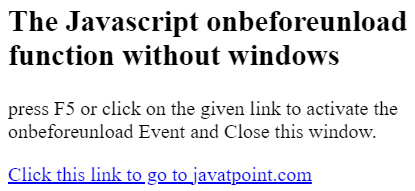 JavaScript onbeforeunload 事件