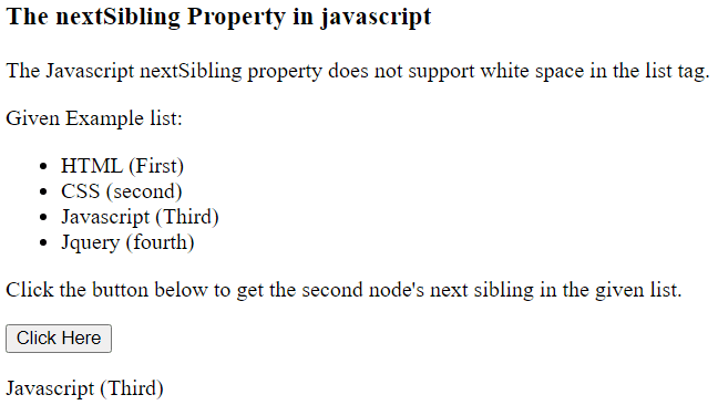 Javascript NextSibling属性