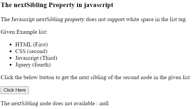 Javascript NextSibling属性