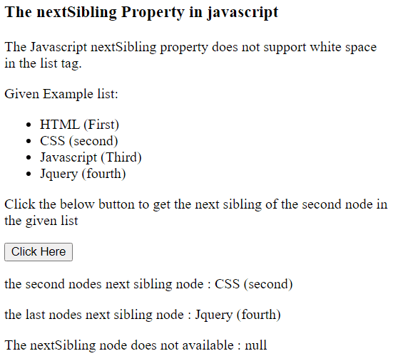 Javascript NextSibling属性