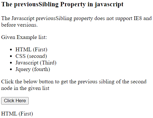 Javascript previousSibling属性