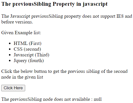 Javascript previousSibling属性