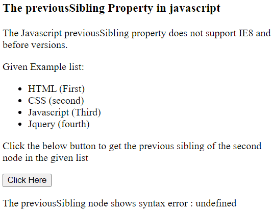 Javascript previousSibling属性