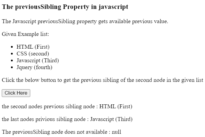 Javascript previousSibling属性