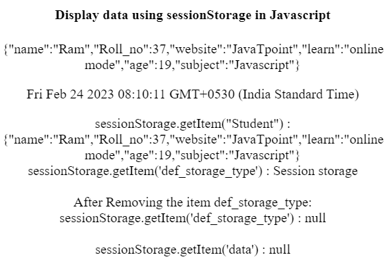 JavaScript sessionStorage对象