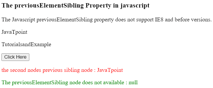 Javascript previousElementSibling属性