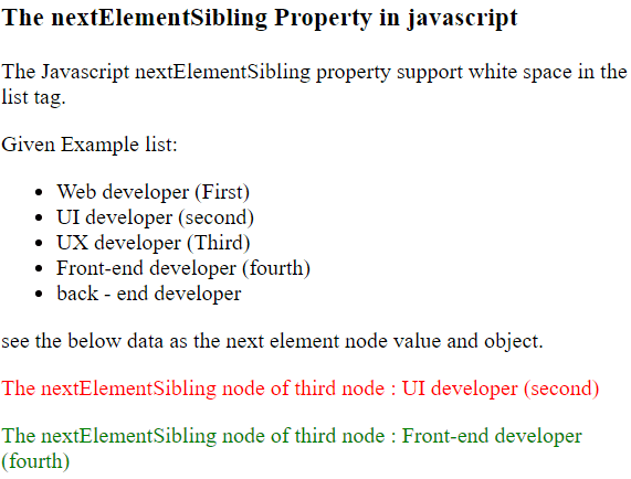 Javascript nextElementSibling属性