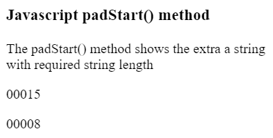 JavaScript padStart()方法