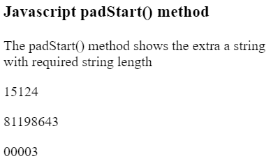 JavaScript padStart()方法