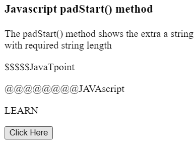 JavaScript padStart()方法