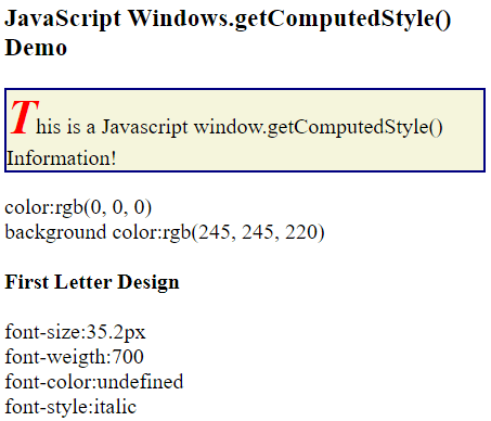 JavaScript windows getComputedStyle()方法