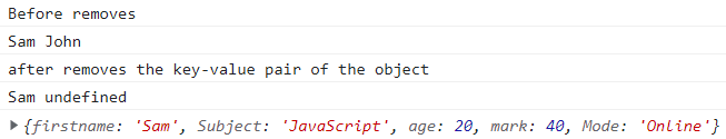 JavaScript 如何从对象中删除键值对