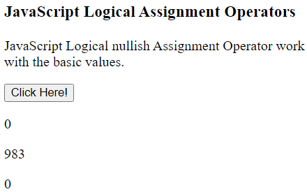 JavaScript 逻辑赋值运算符