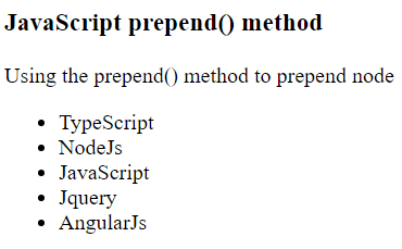 JavaScript prepend()方法