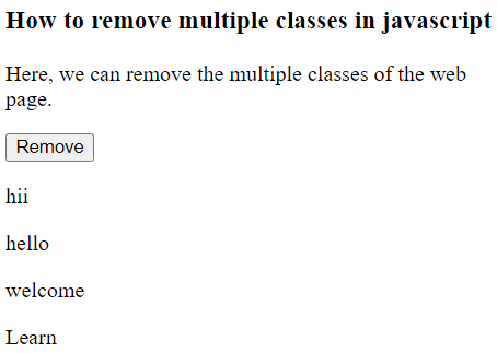 JavaScript 如何移除类