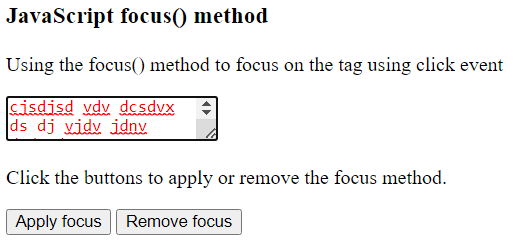 Javascript Focus方法