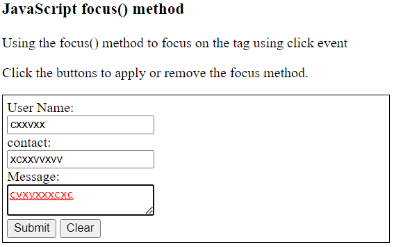 Javascript Focus方法