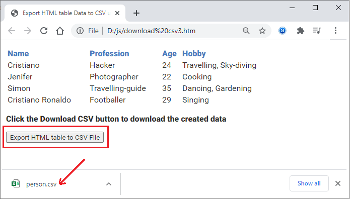 JavaScript 创建和下载CSV文件