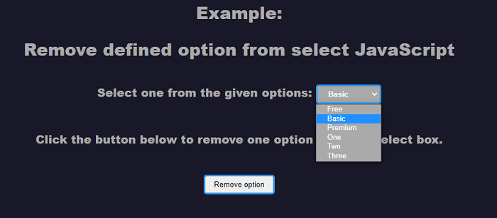 移除JavaScript中的选择列表选项