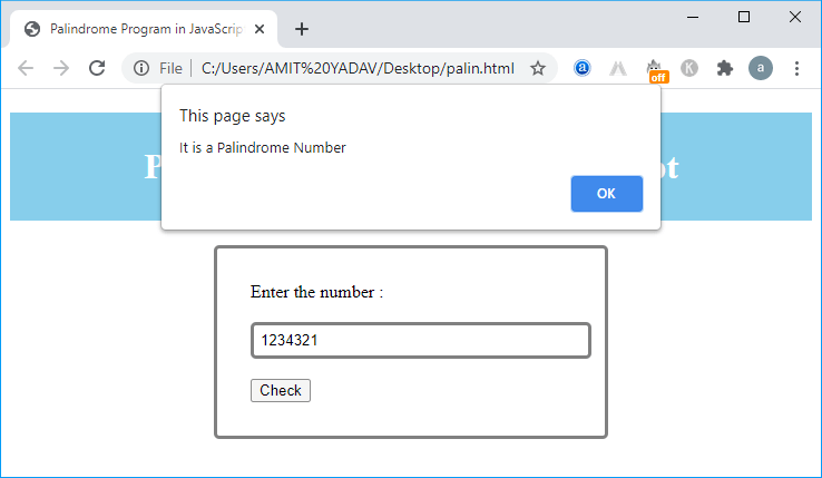 JavaScript中的回文