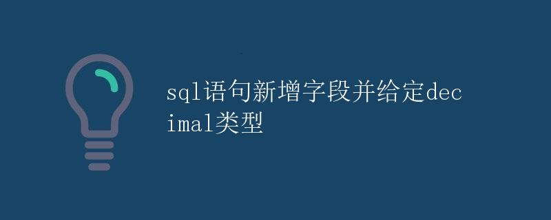 SQL语句新增字段并给定decimal类型
