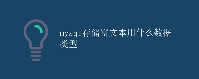 MySQL存储富文本用什么数据类型