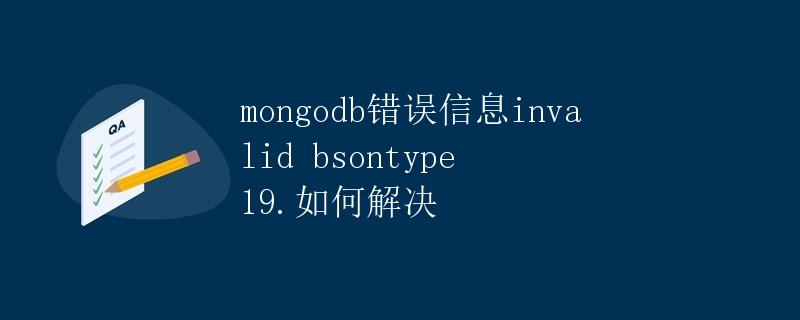 MongoDB错误信息invalid bsontype 19：如何解决