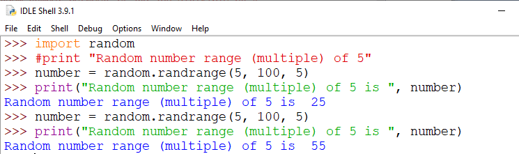 随机生成指定范围内的数 使用的是 Python random randrange() 函数