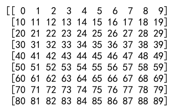 Numpy Arange 2D