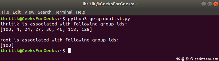 Python os.getgrouplist()