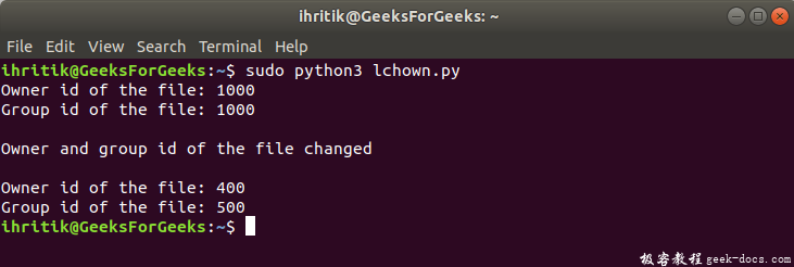 Python os.lchown()