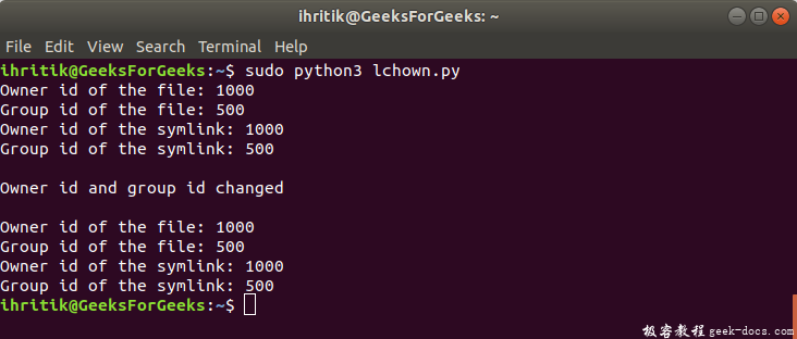 Python os.lchown()