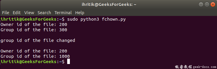 Python os.fchown()