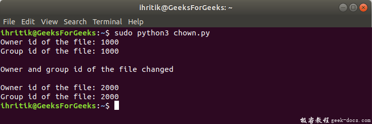 Python os.chown()
