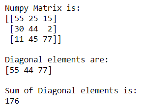 计算一个NumPy数组的对角线元素的总和