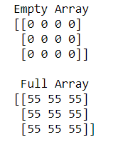 如何创建一个空的和一个完整的NumPy数组？
