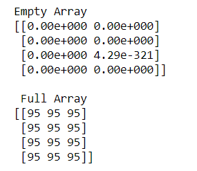 如何创建一个空的和一个完整的NumPy数组？